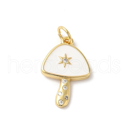 Autumn Theme Rack Plating Brass Cubic Zirconia Pendants KK-Z056-32G-02-1