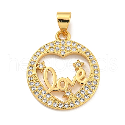 Rack Plating Brass Micro Pave Cubic Zirconia Pendants KK-B091-50E-G-1