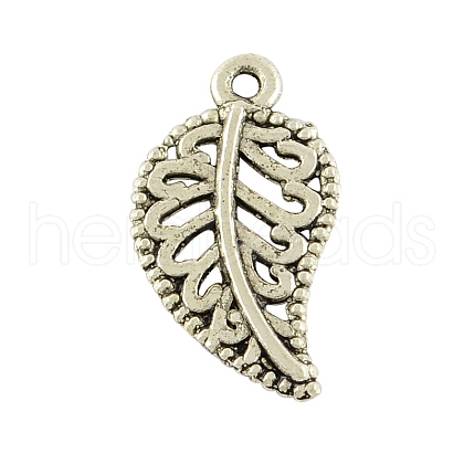 Tibetan Style Alloy Leaf Pendants TIBEP-A2879-AS-NR-1