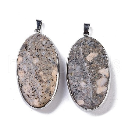 Natural Plum Blossom Jasper Big Pendants KK-F868-23P-1