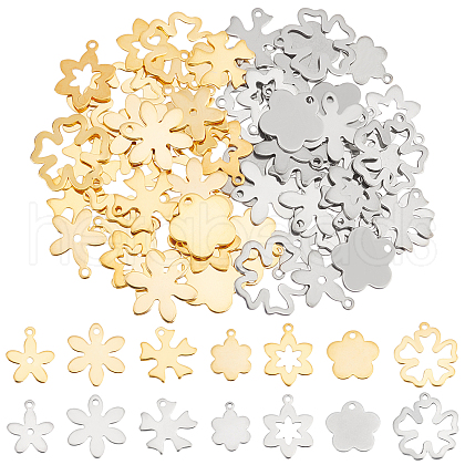   84Pcs 14 Style 201 Stainless Steel Pendant STAS-PH0004-28-1