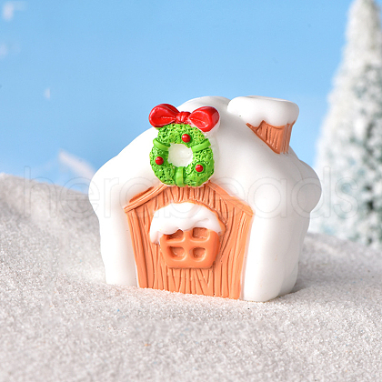 Christmas Themed Resin House Figurine XMAS-PW0001-091P-1