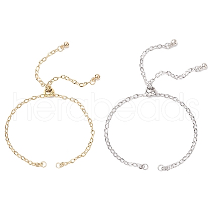 2Pcs 2 Colors 304 Stainless Steel Textured Cable Chain Slider Bracelet Making AJEW-JB01343-1