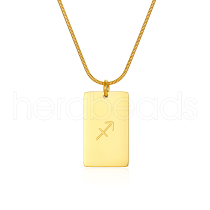 Stylish Stainless Steel 12 Zodiac Rectangle Pendant Necklaces for women GA2858-6-1