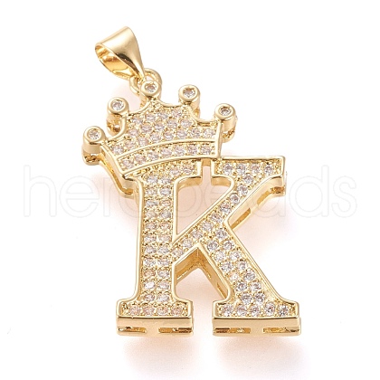 Brass Micro Pave Cubic Zirconia Pendants KK-R138-002K-1