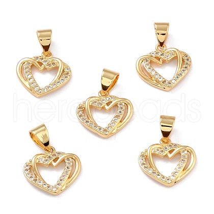 Brass Micro Pave Clear Cubic Zirconia Charms ZIRC-L100-062G-1