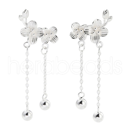 999 Fine Silver Flower Stud Earrings EJEW-P296-12S-1