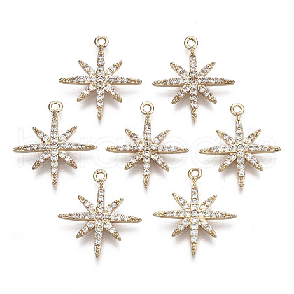 Brass Micro Pave Cubic Zirconia Pendants X-KK-R111-052-1