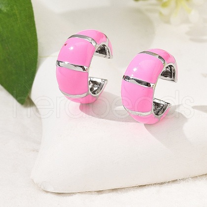 Brass Stripe C-Shaped Cuff Earrings EJEW-D321-04P-01-1