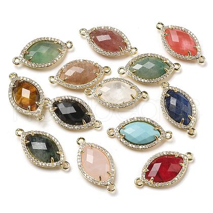Natural & Synthetic Mixed Stone Faceted Horse Eye Connector Charms G-G181-07G-1
