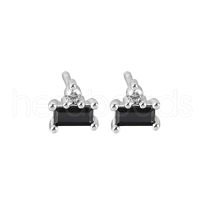 S925 Sterling Silver Rectangle Stud Earrings SC5320-8-1