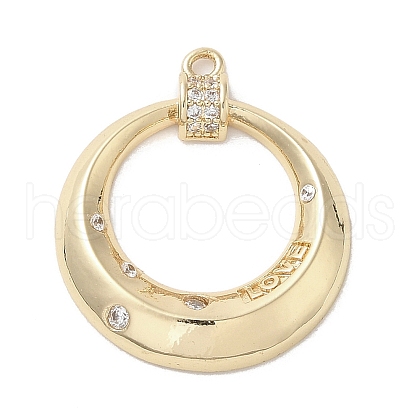 Brass Micro Pave Clear Cubic Zirconia Pendants KK-M275-57G-1