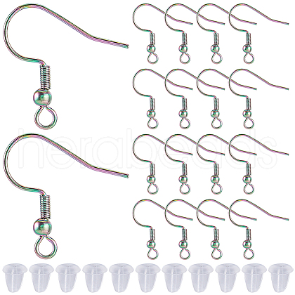 SOFPLATE 80Pcs Ion Plating(IP) 304 Stainless Steel French Earring Hooks STAS-SP0001-81-1