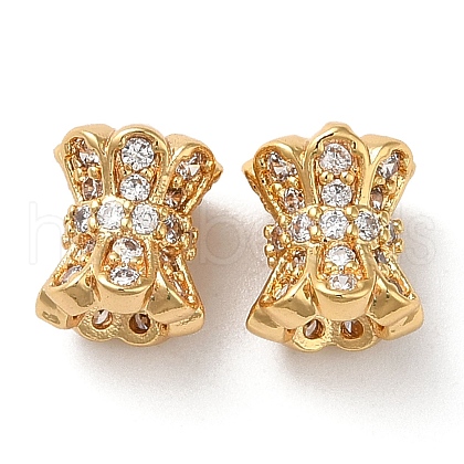 Brass Micro Pave Cubic Zirconia Beads KK-P239-34G-1