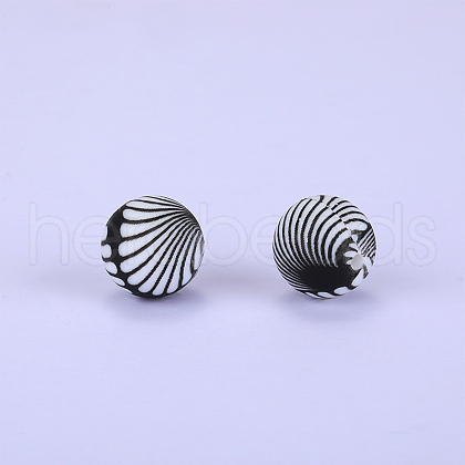 Printed Round Silicone Focal Beads SI-JX0056A-184-1