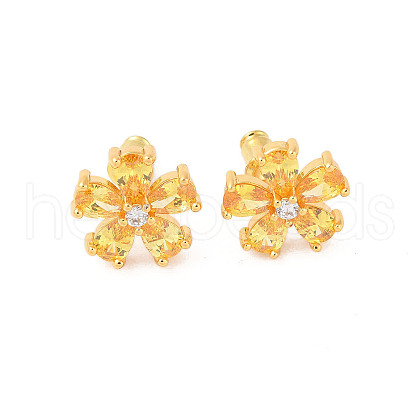 Rack Plating Brass Micro Pave Cubic Zirconia Stud Earrings EJEW-I304-07G-08-1