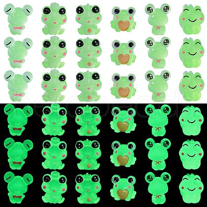 36Pcs 6 Styles Frog Luminous Resin Display Decorations RESI-SZ0003-45-1