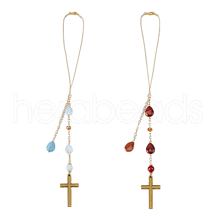 2Pcs 2 Styles Alloy Pendant Decorations HJEW-FH00022-1