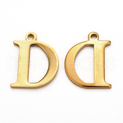 Ion Plating(IP) 304 Stainless Steel Alphabet Charms STAS-H122-D-G-1