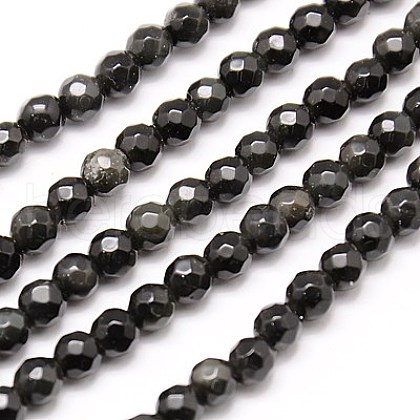 Natural Obsidian Beads Strands G-G545-25-1