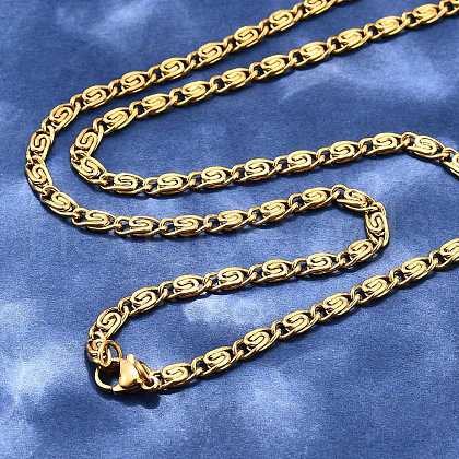 304 Stainless Steel Lumachina Chain Necklaces NJEW-P226-08G-01-1