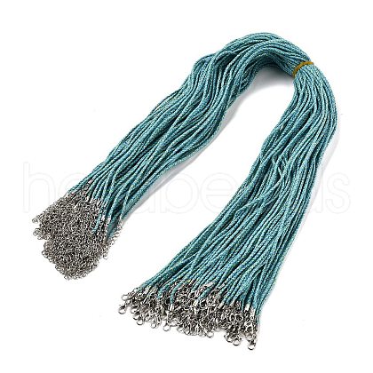 2MM Braided Round Polycotton Cord Necklace Making with Alloy Lobster Claws Clasps and Iron End Chains NJEW-Q031-01C-1