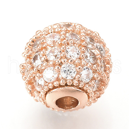 Brass Micro Pave Cubic Zirconia Beads ZIRC-Q013-10mm-142RG-1