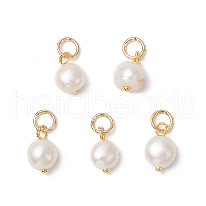 Natural Cultured Freshwater Pearl Potato Charms PALLOY-JF03920-02-1