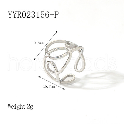 Vintage Stainless Steel Open Cuff Rings Simple Luxury Fashion Accessory DJ6365-10-1