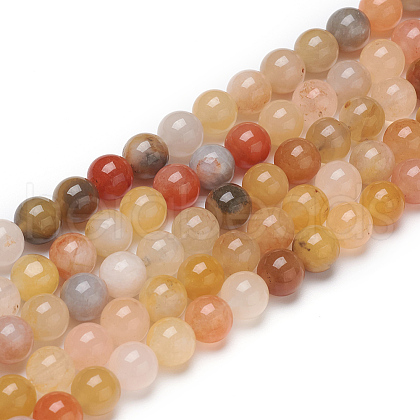 Natural Golden Silk Jade Beads Strands G-L555-05-10mm-1