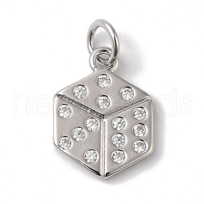 Rack Plating Brass Micro Pave Clear Cubic Zirconia Pendants KK-B092-32P-1
