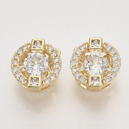 Brass Micro Pave Clear Cubic Zirconia Charms ZIRC-T011-15G-NF-1