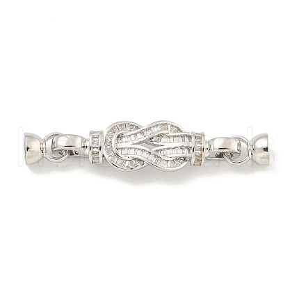 Brass Micro Pave Clear Cubic Zirconia Fold Over Clasps KK-S386-12P-1