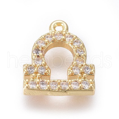 Golden Plated Brass Micro Pave Cubic Zirconia Charms ZIRC-L075-51G-1