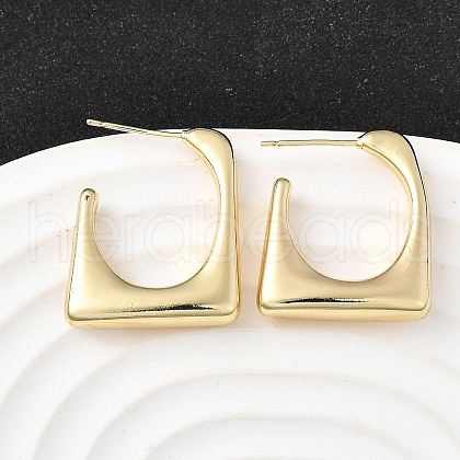 Trapezoid Brass Stud Earrings EJEW-S261-03G-1