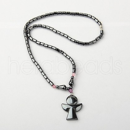 Valentines Day Gift for Boyfriend Non-Magnetic Synthetic Hematite Necklaces NJEW-E002-34-1