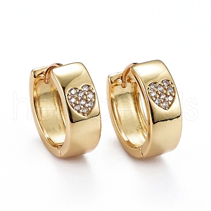 Brass Micro Pave Clear Cubic Zirconia Huggie Hoop Earrings ZIRC-H109-04G-1