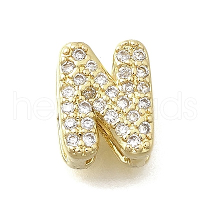 Brass Micro Pave Cubic Zirconia Letter Multi-Strand Links KK-D295-32G-14-1