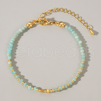 Bohemian Style Natural Amazonite Round Beaded Bracelets for Women CA1141-7-1