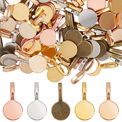 DELORIGIN 200Pcs 5 Colors Alloy Glue-on Flat Pad Bails for Pendant Making FIND-DR0001-48-1