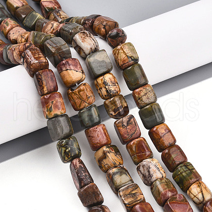 Natural Polychrome Jasper/Picasso Stone/Picasso Jasper Beads Strands G-T140-60A-1