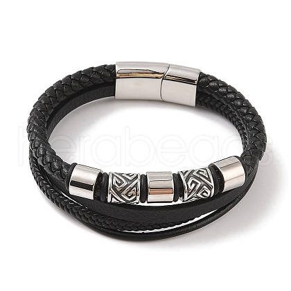Braided Microfiber Leather Multi-strand Bracelets BJEW-B096-07C-1