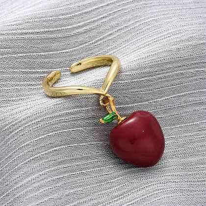Brass Enamel Open Cuff Rings for Women RJEW-U057-20G-1