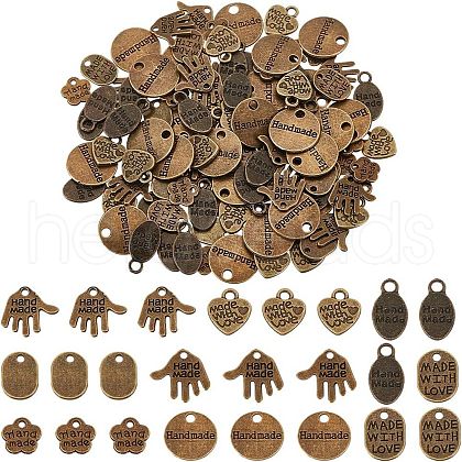 ARRICRAFT 180Pcs 6 Styles Tibetan Style Alloy Pendants TIBEP-AR0001-13-1