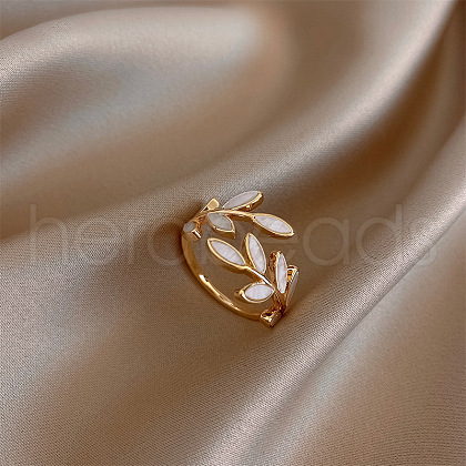 Leaf Alloy Enamel Cuff Rings FS-WG02ED7-01-1