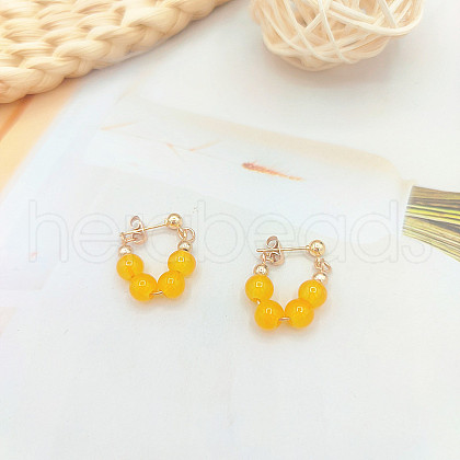 Glass Round Stud Earrings FS-WGE0AD6-68-1