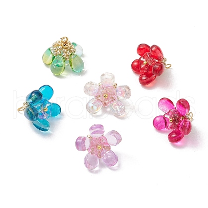 Glass Flowers Pendants PALLOY-MZ00629-1