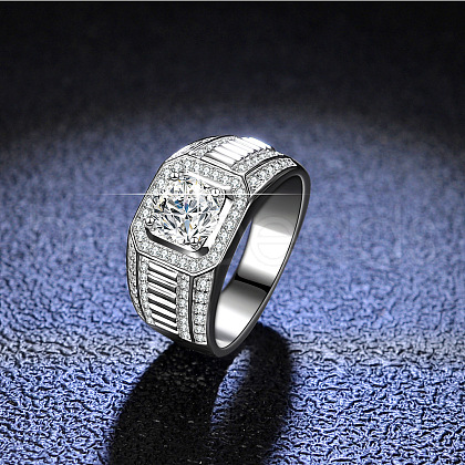 Rhodium Plated 925 Sterling Silver Micro Pave 6.5x3.9mm Cubic Zirconia Finger Rings WGBE16F-18-1