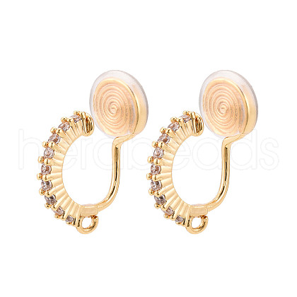 Brass Micro Pave Cubic Zirconia Clip-on Earring Findings KK-N261-122B-G-1