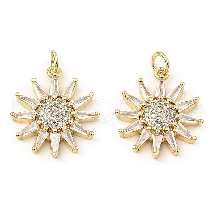 Rack Plating Brass Micro Pave Clear Cubic Zirconia Pendants KK-M253-10G-01-1